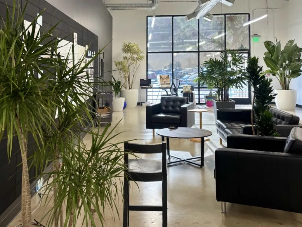 Office lobby with interior planters