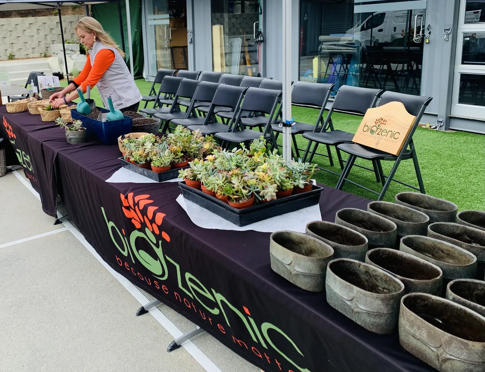 Biozenic workshop table at an event