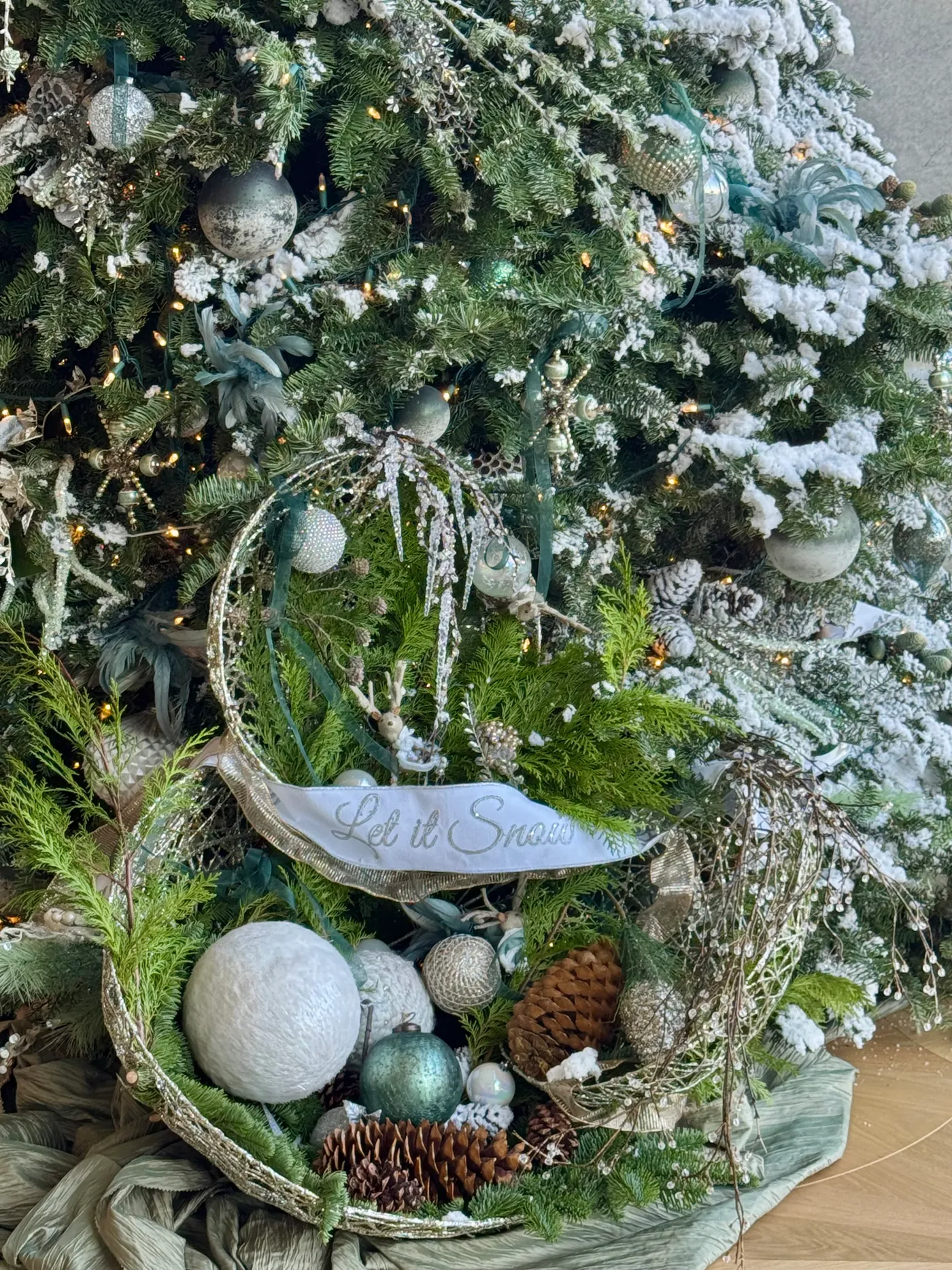 Close detail of a decorated holiday tree
